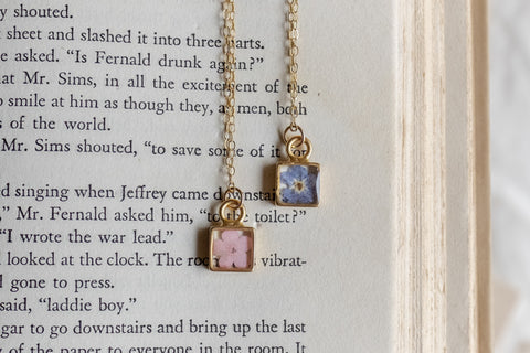 Square Forget Me Not Necklace (available in 2 colors)