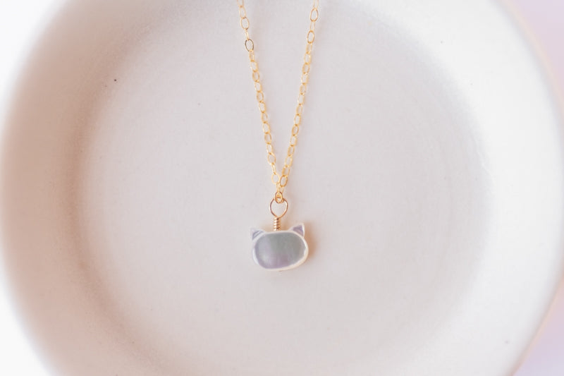 Mother of Pearl Cat Pendant (available in 3 colors)