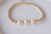 Three Pearl Stretch Bracelet (14k Gold Filled or Sterling Silver)