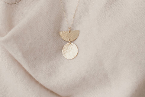 Hammered Half-moon Pendant Necklace